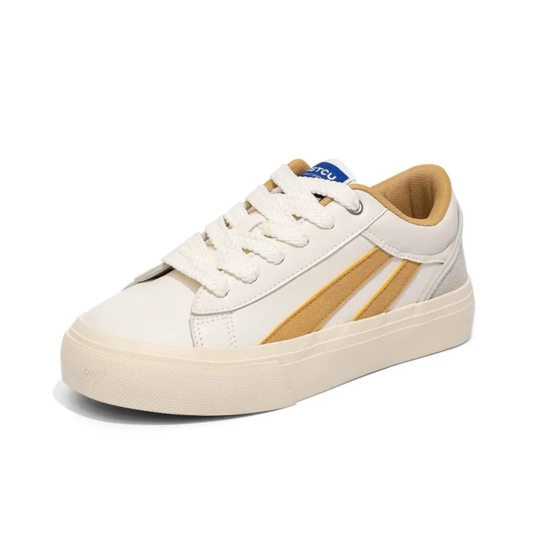 NSTCU Low Top Skateboard Shoes Women's Beige Yellow-1