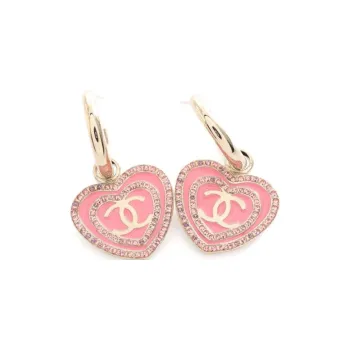 CHANEL 1986-1988 Cc Heart Hoop Earrings