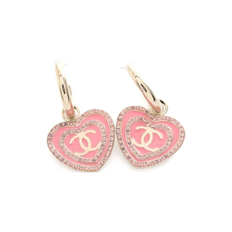 CHANEL 1986-1988 Cc Heart Hoop Earrings-0