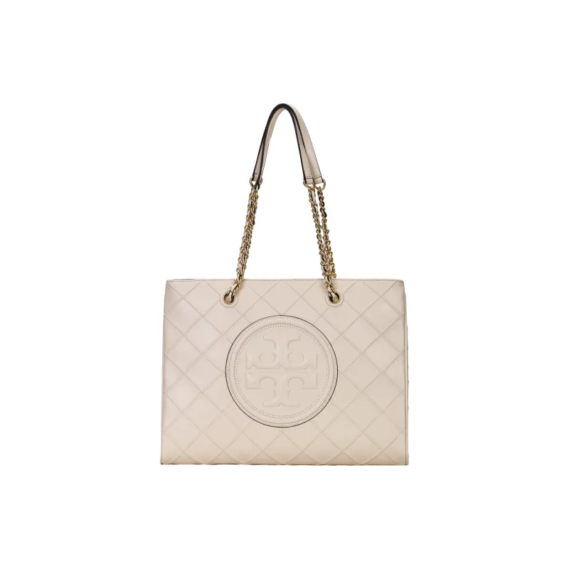 TORY BURCH Fleming Nappa Leather Tote Bag, Shopping Bag, Shoulder Bag, Handbag Women's Cream-1