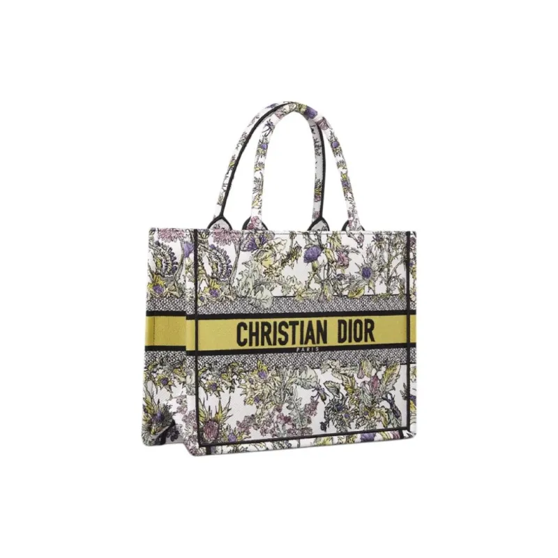 DIOR BookTote Cotton Tote Bag Shopping Bag Handbag Medium Size Women's Milk White-1