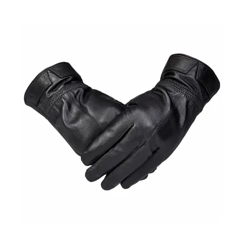 Shanghai Story Sheepskin Knit Gloves Men's Black Gift Box Set