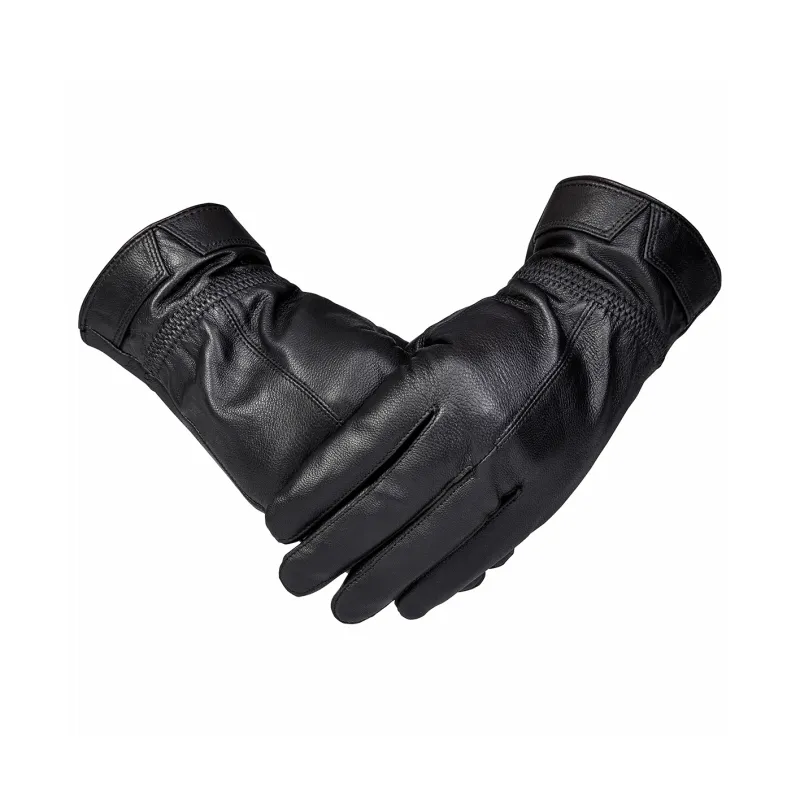 Shanghai Story Sheepskin Knit Gloves Men's Black Gift Box Set-53
