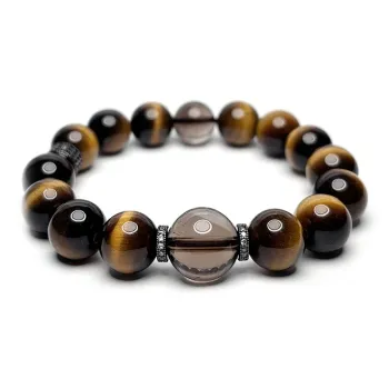 MOUNTAINS AND MANS Tiger's Eye Stone New Chinese Style Good Luck Beaded Bracelet Men's
