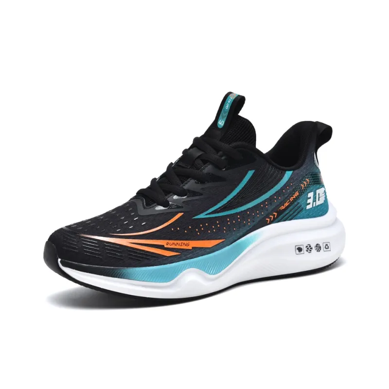 BIANSULONG Cushioned Wear Resistant Coverage Low Top Running Shoes Men's Black Green-1