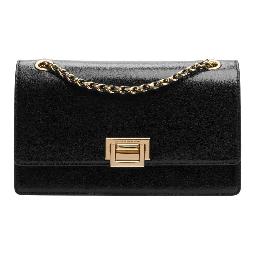 CHARLES&KEITH Synthetic Leather King Pack Crossbody Bag Medium Size Women's Black/Gold