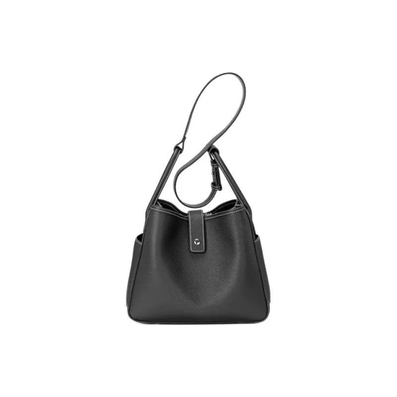 ROBERTA DI CAMERINO Cow Leather Shoulder Bag Large Size Women's Elephant Gray/Elegant Black-8