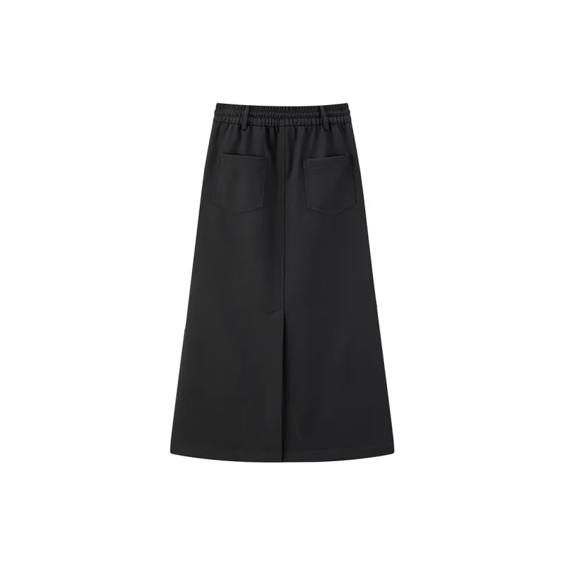 PEACEBIRD Casual Long Skirt Women's Black-1