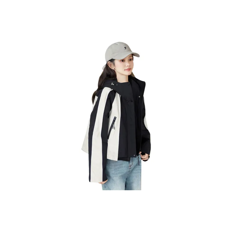 Cypress House Jackets & Coats Women's Black & Beige Color-0