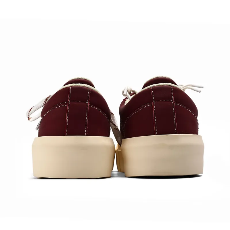 Fang Sanhuo Anti Slip Wear Resistant Low Top Skateboard Shoes Unisex Burgundy-5