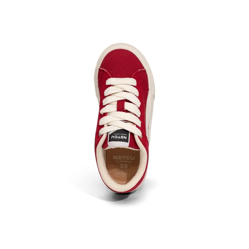 NSTCU Low-Top Skateboard Shoes Women's Beige Red-4