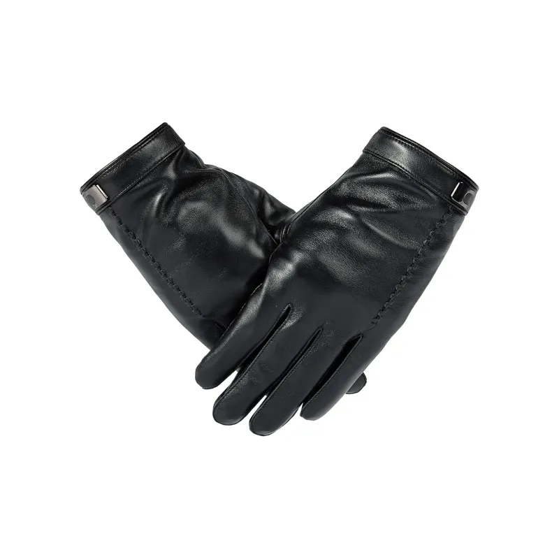 Shanghai Story Sheepskin Knit Gloves Men's Black Gift Box Set-8