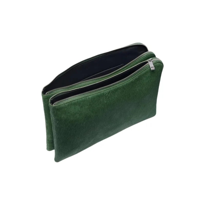 ZARA Cowhide Clutch Women's Green-3