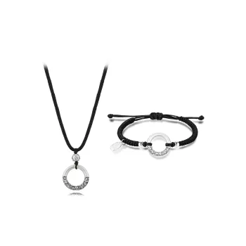 Muyan S999 Fine Silver Auspicious Clouds Peace Buckle Necklace Set Unisex