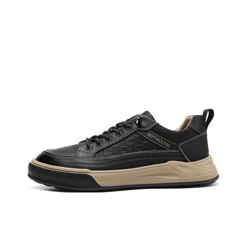 SEPTWOLVES Low Top Casual Shoes Men's Black HD-0
