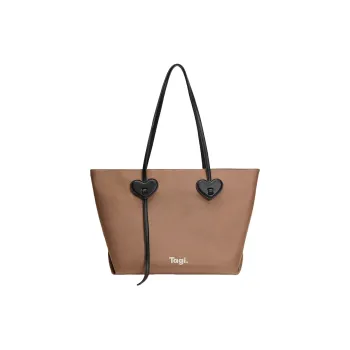 Tagi. Pu Tote Bag, Shopping Bag, Shoulder Bag Regular Women's Almond