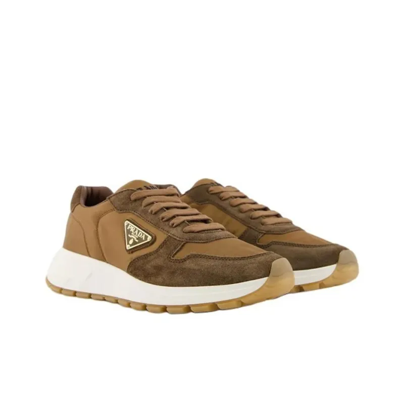 PRADA Re Nylon Low Top Casual Shoes Men's Brown-3