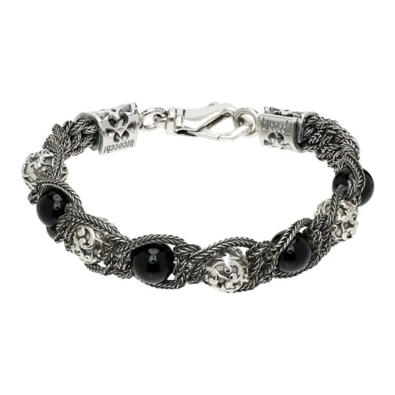 EMANUELE BICOCCHI Arabesque Shamballa Silver Bracelet-1