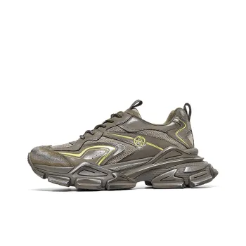 Acupuncture Slip Resistant Low Top Chunky Sneakers Men's Khaki