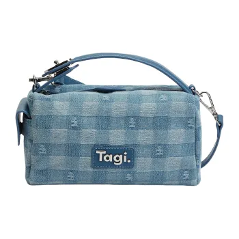 Tagi. Cow Leather Crossbody Bag, Handbag Regular Women's Plaid Denim