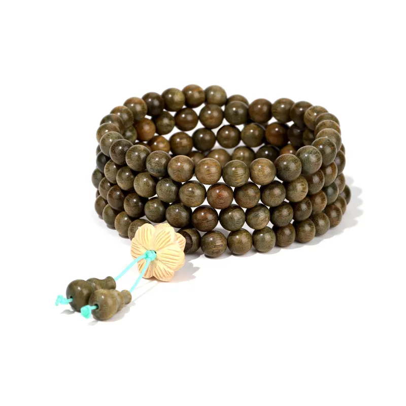 Xiang Yin Green Sandalwood Good Fortune And Prosperity Birthday Commemoration Buddhist Bead Beaded Bracelet Unisex-5