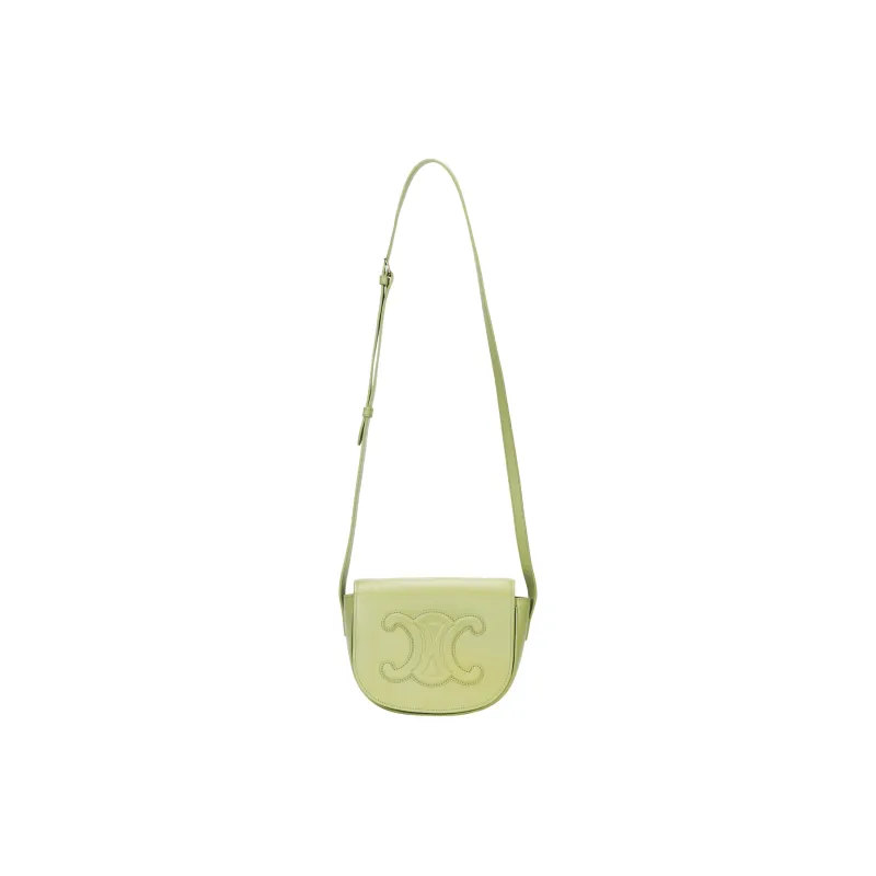 CELINE Triomphe Smooth Cow Leather Handbag Clutch Crossbody Bag Shoulder Bag Women's Light Grass Green-1