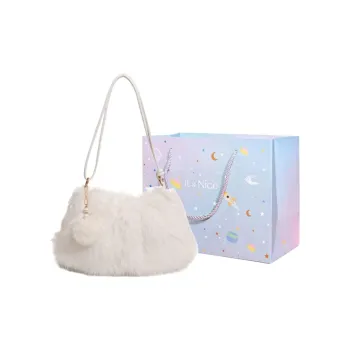 GOX Faux Fur Shoulder Bag Regular Women's White/Black/Blue/Brown/Pink