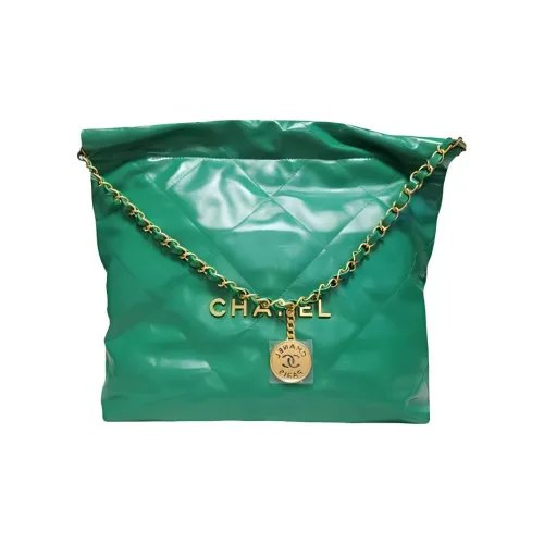 CHANEL 22Bag Shiny Calfskin Tote Bag Shopping Bag Handbag Shoulder Bag Small Size Women's Green