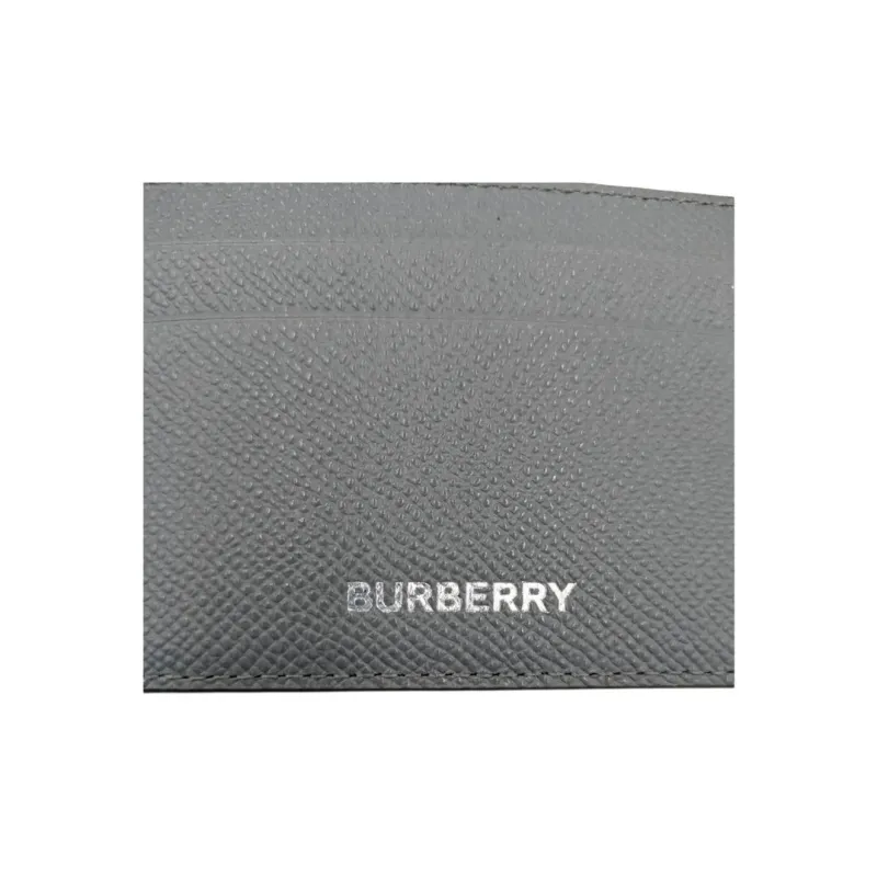 Burberry Cowhide Leather Card Holder Men's Gray-3