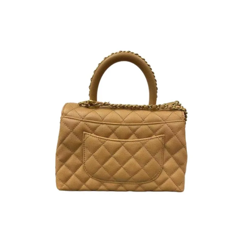 CHANEL Coco Handle Caviar Cow Leather Portable Crossbody Bag, Shoulder Bag Trumpets Women's Umber-1