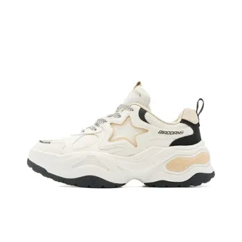 QIAODAN Spriggle Bunny V Slip Resistant Warm Low Top Chunky Sneakers Women's White Beige Black