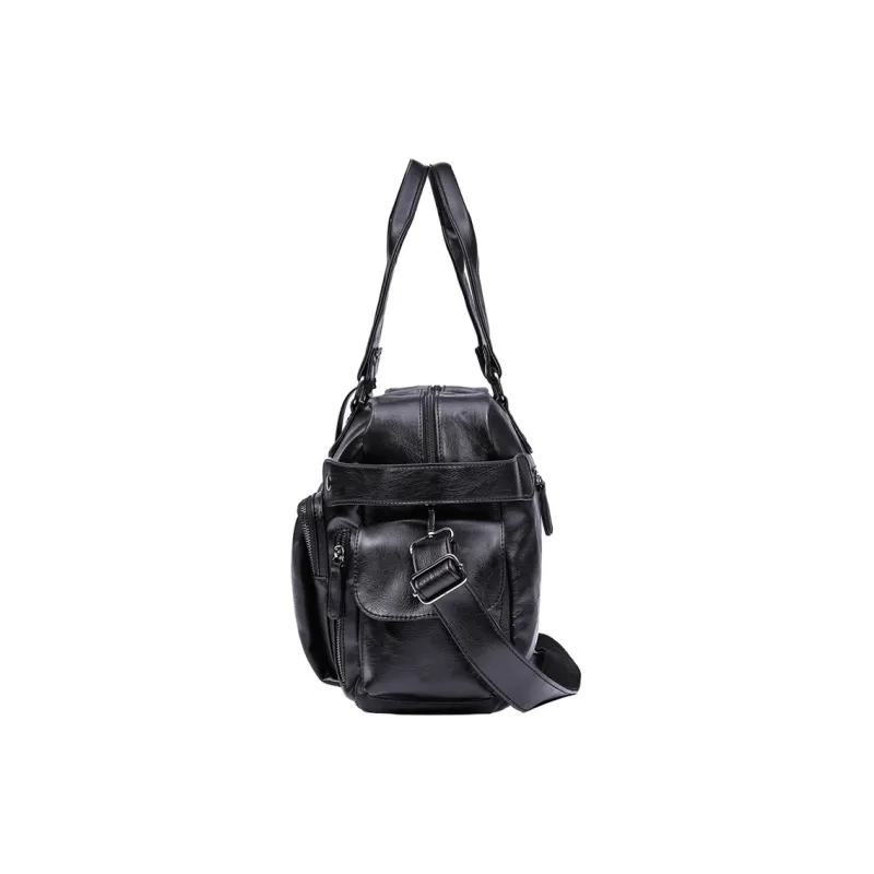 ROSEROOEN PU Handbag Regular Men's Black-4