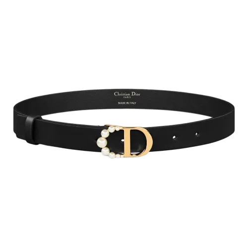DIOR Cow Leather Leather Belts Women's Black 2.5CM