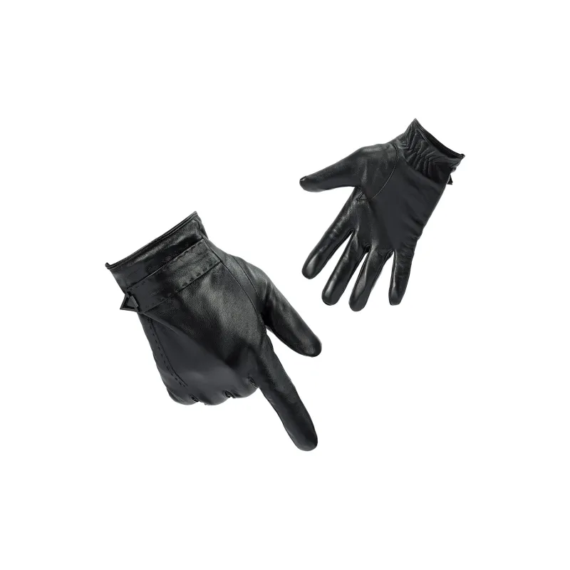 Shanghai Story Sheepskin Knit Gloves Men's Black Gift Box Set-13