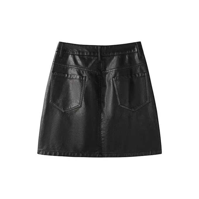 FAIRWHALE Leather Long Skirts Women's-6