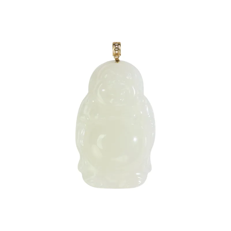 Qingjing Hetian Jade Pendants Pale Greenish White Jade Unisex-0