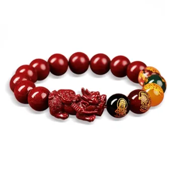 JINLIUFUJIXIANG Reconstructed Cinnabar Bracelets Unisex