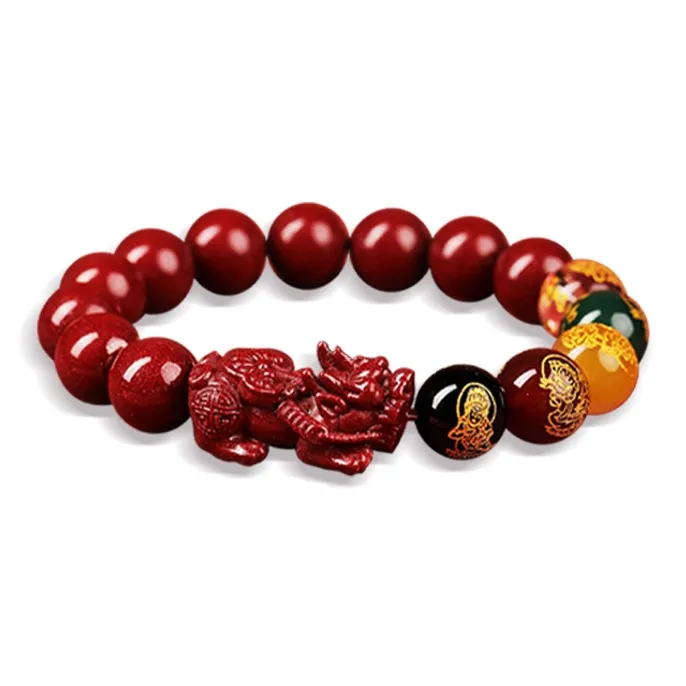JINLIUFUJIXIANG Reconstructed Cinnabar Bracelets Unisex-0