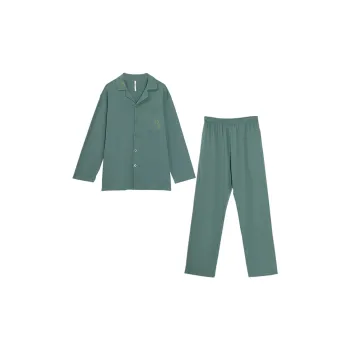Red Beans At Home Pajama Set Men's Bamboo Brocade Gray