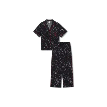 Victoria's Secret Pajama Set Women's Black With Heart Print