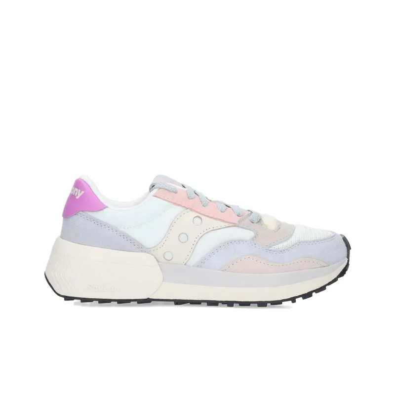 Saucony Jazz Cushioning Slip Resistant Low Top Casual Shoes Women's White Gray Pink-1