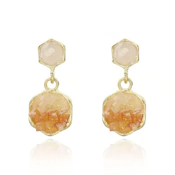 QIANFANGDAHUANGYE Alloy Zircon Earrings Women's Orange Red