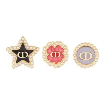DIOR Metal Stud Earrings Women's Multicolor
