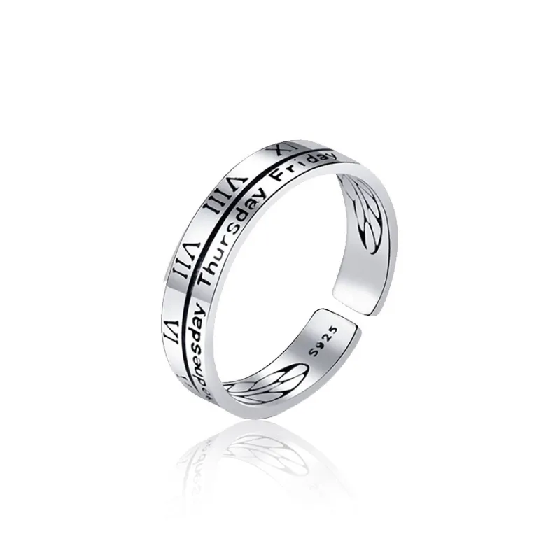 FOREVER MELODY 925 Sterling Silver Rings Men's Silver-19