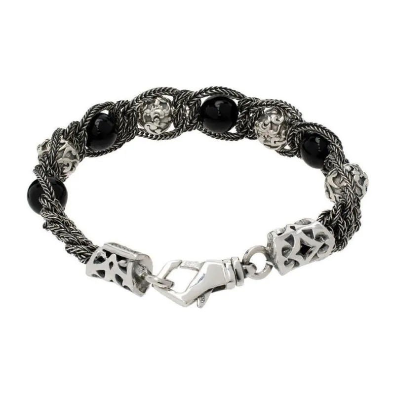 EMANUELE BICOCCHI Arabesque Shamballa Silver Bracelet-0