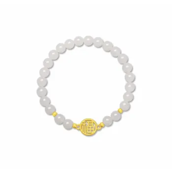 KING TAI SANG Hetian Jade Bracelets Pale Greenish White Jade Unisex