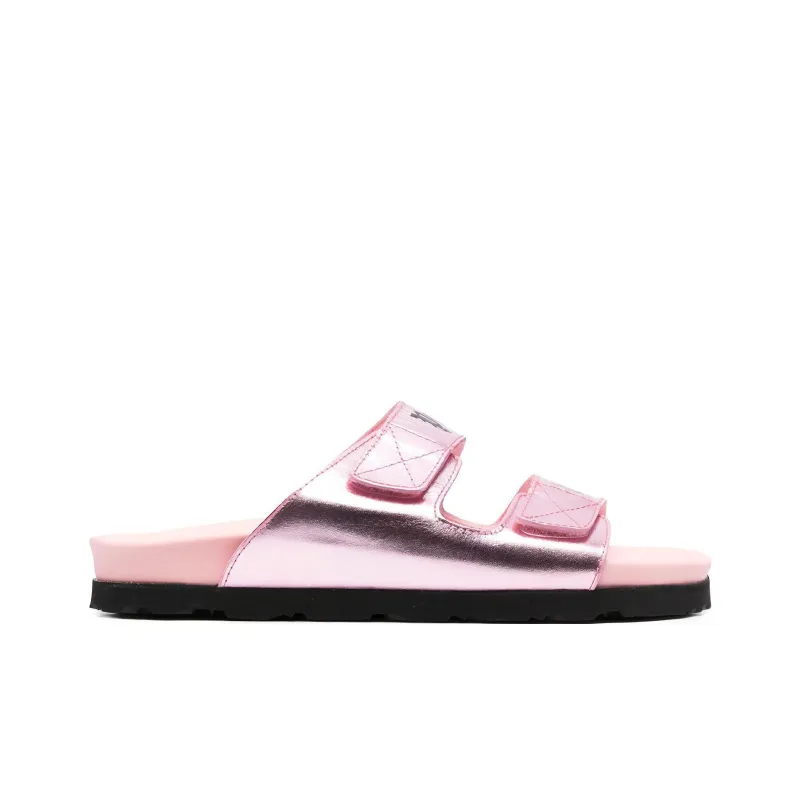 PALM ANGELS Logo print Leather Flat Sandals Women's-1