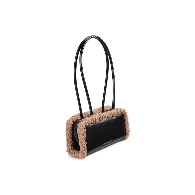 CHARLES&KEITH PU Laminated Textile Shoulder Bag Small Size Women's Chalk Pink/White/Camel-8