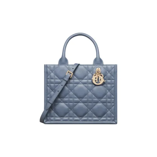 DIOR BookTote Calfskin Tote Bag Shopping Bag Shoulder Bag Crossbody Bag Handbag Small Size Women's Denim Blue