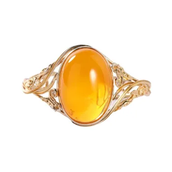 S&A S925 Silver With Amber Beeswax Inlay Bangles Women's